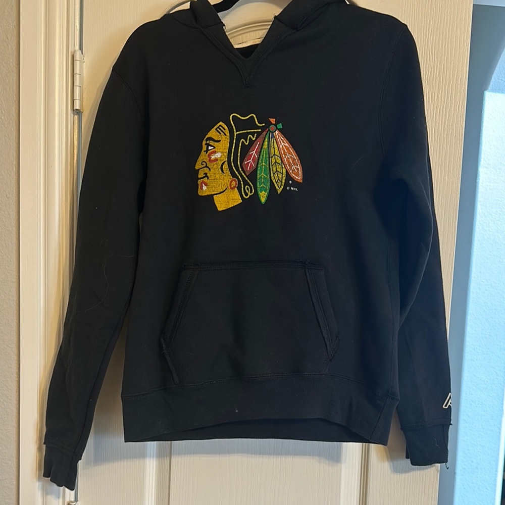 Black Blackhawks Hoodie with Logo